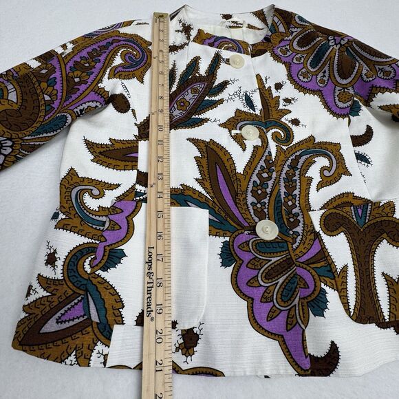 Etro Women's Paisley 3/4 Sleeve Jacket US Small Italian 40 Cotton Linen Designer - Picture 14 of 16
